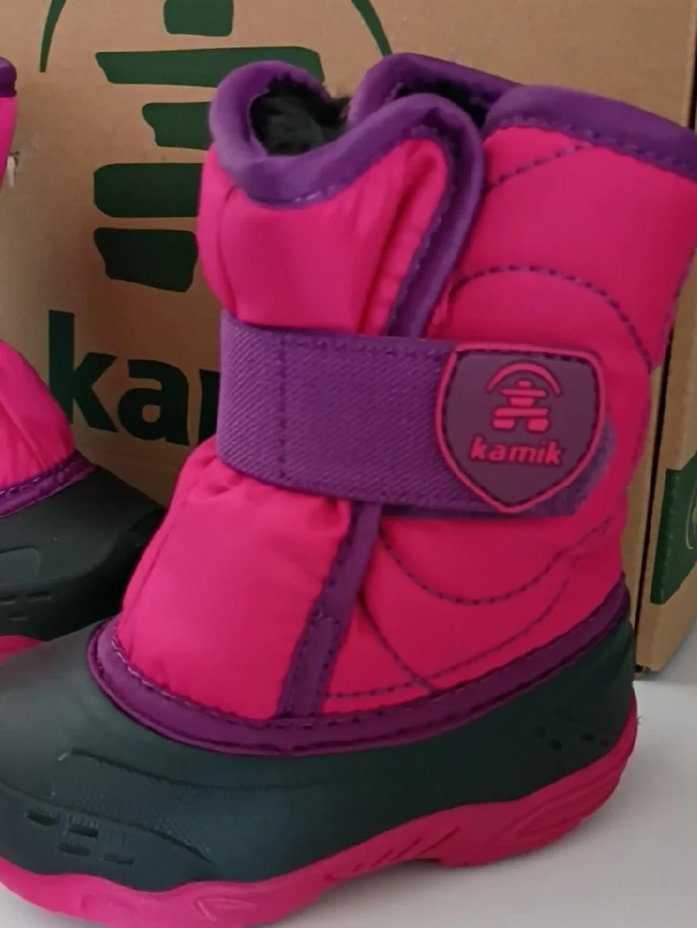 Kamik Kids Pink and Purple Strap Snow Boots